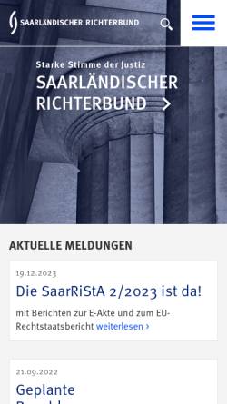 Vorschau der mobilen Webseite www.richterbund-saar.de, SRB Saarländischer Richterbund