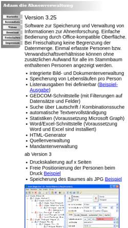 Vorschau der mobilen Webseite www.use-adam.de, Adam die Ahnenverwaltung