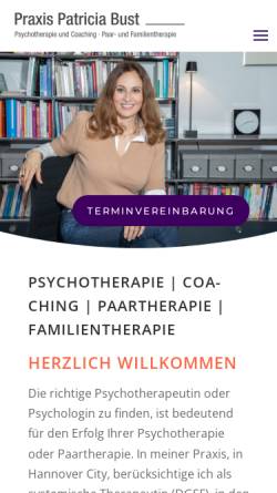 Vorschau der mobilen Webseite bust-psychotherapie-hannover.de, Praxis Patricia Bust