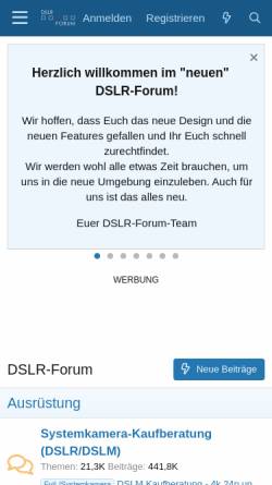 Vorschau der mobilen Webseite www.dslr-forum.de, DSLR-Forum