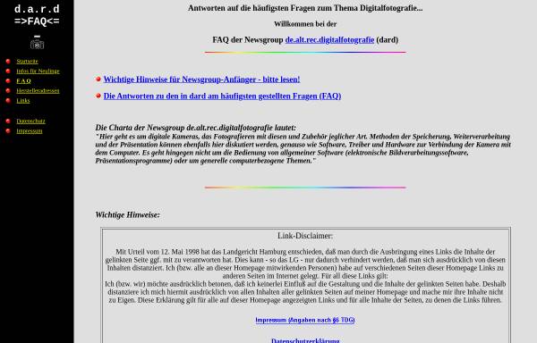 Vorschau von www.dard.de, FAQ der Newsgroup de.alt.rec.digitalfotografie