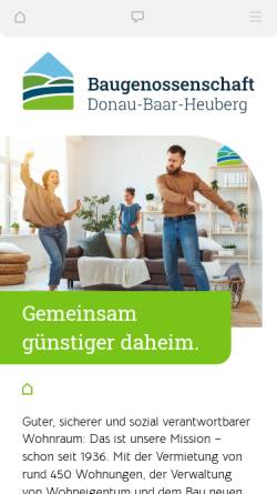 Vorschau der mobilen Webseite www.baugenossenschaft-dbh.de, Baugenossenschaft Donau-Baar-Heuberg eG