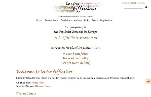 Vorschau von www.lectio.unibe.ch, lectio difficilior