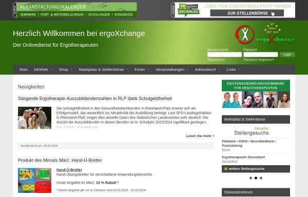 Vorschau von www.ergotherapie.de, ErgoXchange