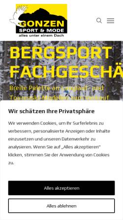 Vorschau der mobilen Webseite www.gonzensport.ch, Gonzen-Sport