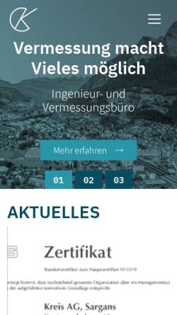 Vorschau der mobilen Webseite www.mkreis.ch, Kreis AG, Ingenieur- und Vermessungsbüro