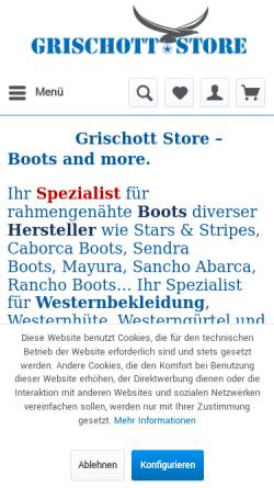 Vorschau der mobilen Webseite western-store.ch, Grischott Jeans & Fashion