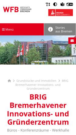 Vorschau der mobilen Webseite www.brig.de, Bremerhavener Innovations- und Gründerzentrum (BRIG) GmbH