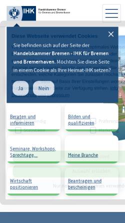 Vorschau der mobilen Webseite www.bremerhaven.ihk.de, Industrie- und Handelskammer Bremerhaven