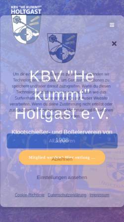 Vorschau der mobilen Webseite www.kbv-holtgast.de, Klootschießer- und Boßelverein Holtgast e. V.