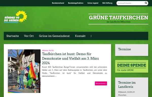 Vorschau von www.gruene-taufkirchen.de, Bündnis 90/Die Grünen Taufkirchen