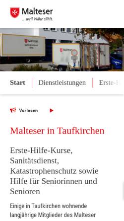 Vorschau der mobilen Webseite www.malteser-taufkirchen.de, Malteser Hilfsdienst Taufkirchen