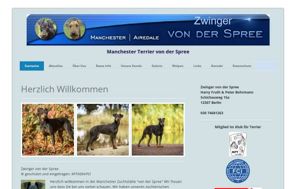 Vorschau von www.terrier-berlin.de, Manchester und Airedale Terrier von der Spree
