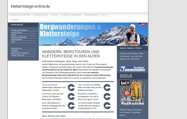 Vorschau von www.klettersteige-online.de, Klettersteige und Bergwanderungen in den Alpen