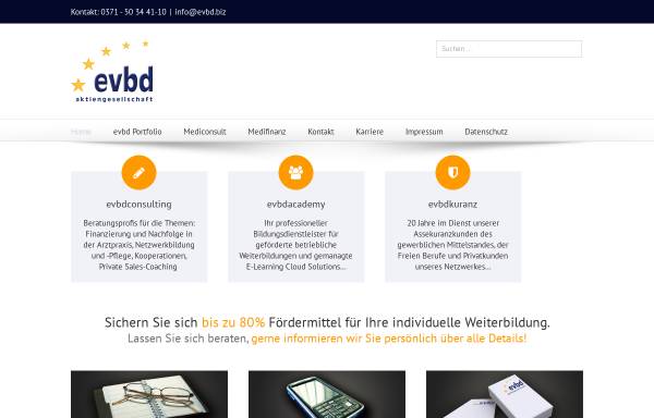 Vorschau von www.evbd.biz, EVBD Europäischer Vertriebsberatungsdienst AG