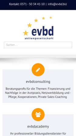 Vorschau der mobilen Webseite www.evbd.biz, EVBD Europäischer Vertriebsberatungsdienst AG