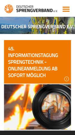 Vorschau der mobilen Webseite www.sprenginfo.com, Deutscher Sprengverband e.V.