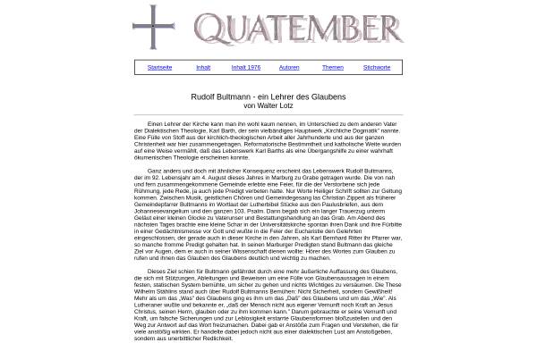 Vorschau von www.quatember.de, Rudolf Bultmann - ein Lehrer des Glaubens