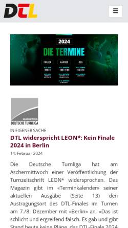 Vorschau der mobilen Webseite www.deutsche-turnliga.de, Deutsche Turnliga