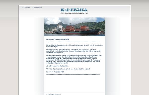 Vorschau von www.ks-frisia.de, K & S - Frisia Beteiligungen GmbH & Co. KG