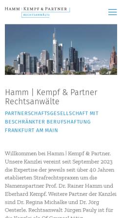 Vorschau der mobilen Webseite www.hammpartner.de, Hamm und Partner, Rechtsanwälte