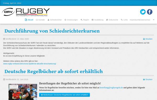 Vorschau von www.drvreferees.de, Schiedsrichtervereinigung im Deutschen Rugby-Verband