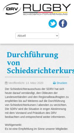 Vorschau der mobilen Webseite www.drvreferees.de, Schiedsrichtervereinigung im Deutschen Rugby-Verband