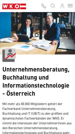 Vorschau der mobilen Webseite www.ubit.at, Fachverband für Unternehmensberatung und Informationstechnologie