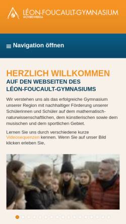 Vorschau der mobilen Webseite www.foucaultgymnasium.de, Léon-Foucault-Gymnasium Hoyerswerda