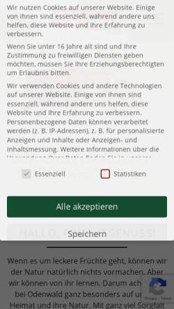 Vorschau der mobilen Webseite www.odenwald-fruechte.de, Odenwald - Konserven GmbH