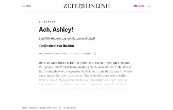 Vorschau von www.zeit.de, Ach, Ashley!
