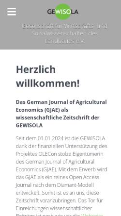 Vorschau der mobilen Webseite www.gewisola.de, Gesellschaft für Wirtschafts- und Sozialwissenschaften des Landbaues e. V.