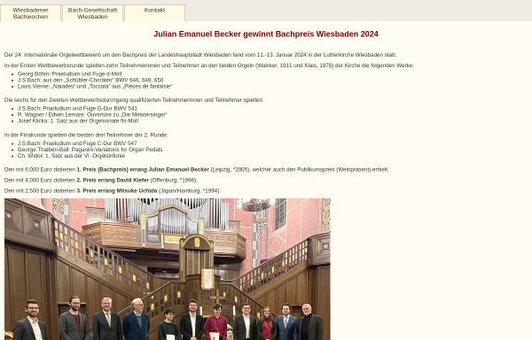 Vorschau von www.bach-wiesbaden.de, Internationaler Orgelwettbewerb um den Bachpreis der Landeshauptstadt Wiesbaden