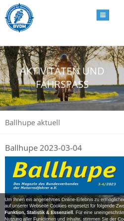 Vorschau der mobilen Webseite www.ballhupe.de, BallHupe