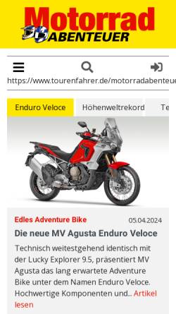 Vorschau der mobilen Webseite www.motorradabenteuer.de, Motorrad Abenteuer