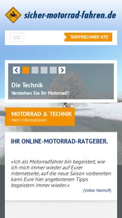 Vorschau der mobilen Webseite www.sicher-motorrad-fahren.de, sicher-motorrad-fahren.de