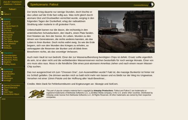 Vorschau von www.yiya.de, YiYas Tipps zu Fallout I