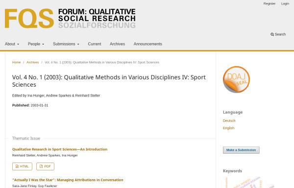 Vorschau von www.qualitative-research.net, Forum Qualitative Sozialforschung - Sportwissenschaft