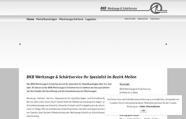 Vorschau von www.metallbandsaegen.ch, BKB Werkzeuge & Schärfservice, Inh. Beat K. Bisig