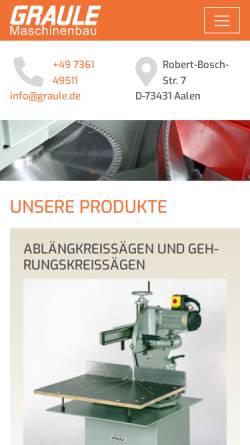 Vorschau der mobilen Webseite www.graule.de, Graule Maschinenbau GmbH