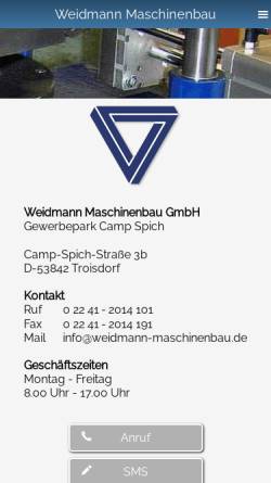 Vorschau der mobilen Webseite www.weidmann-maschinenbau.de, Weidmann Maschinenbau GmbH