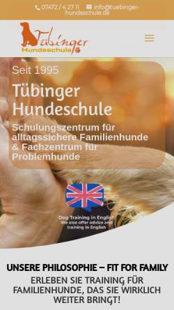 Vorschau der mobilen Webseite www.tuebinger-hundeschule.de, Tübinger Hundeschule