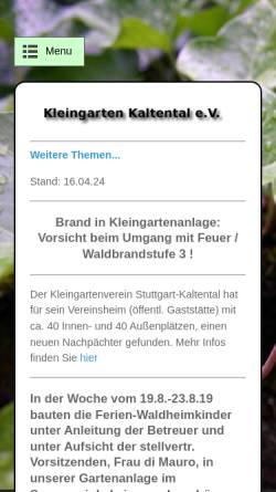 Vorschau der mobilen Webseite www.garten-kaltental.de, Kleingartenverein Kaltental e.V.