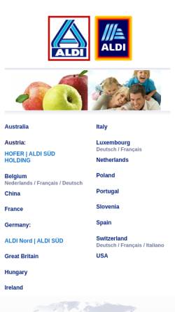 Vorschau der mobilen Webseite www.aldi.de, Aldi