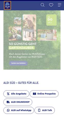 Vorschau der mobilen Webseite www.aldi-sued.de, ALDI Einkauf GmbH & Co. oHG