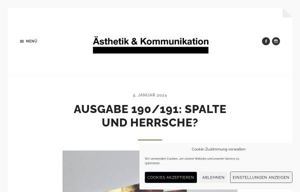 Vorschau von www.aesthetikundkommunikation.de, Ästhetik & Kommunikation