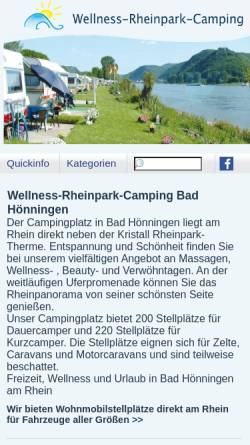 Vorschau der mobilen Webseite www.wellness-rheinpark-camping.de, Wellness-Rheinpark-Camping Bad Hönningen