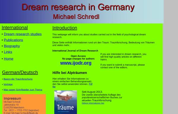 Vorschau von dreamresearch.de, Psychologische Traumforschung