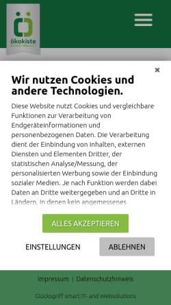 Vorschau der mobilen Webseite www.oekokiste.de, Ökokiste - Verband bäuerlicher Gemüselieferbetriebe e.V.