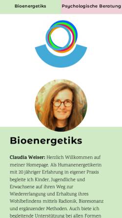 Vorschau der mobilen Webseite www.bioenergetiks.at, Claudia Menrath